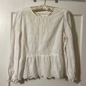 Madewell eyelet peplum blouse